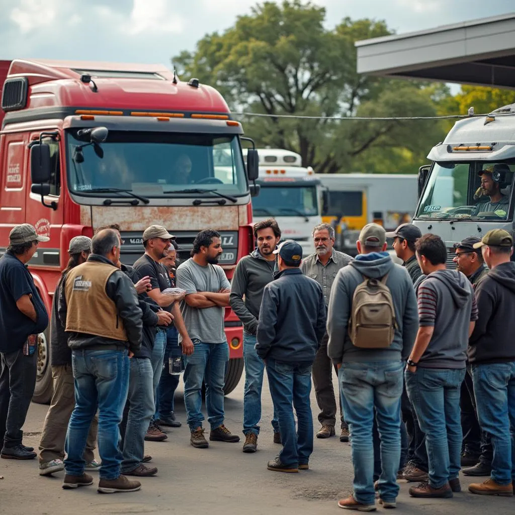 Conductores en ruta compartiendo información