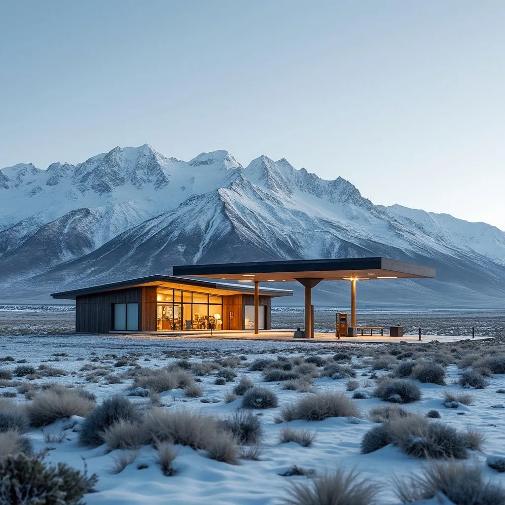 Estación de servicio remota en la Patagonia