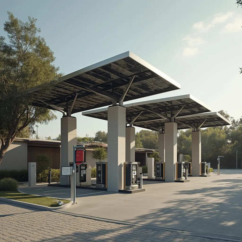 Estación de servicio con paneles solares